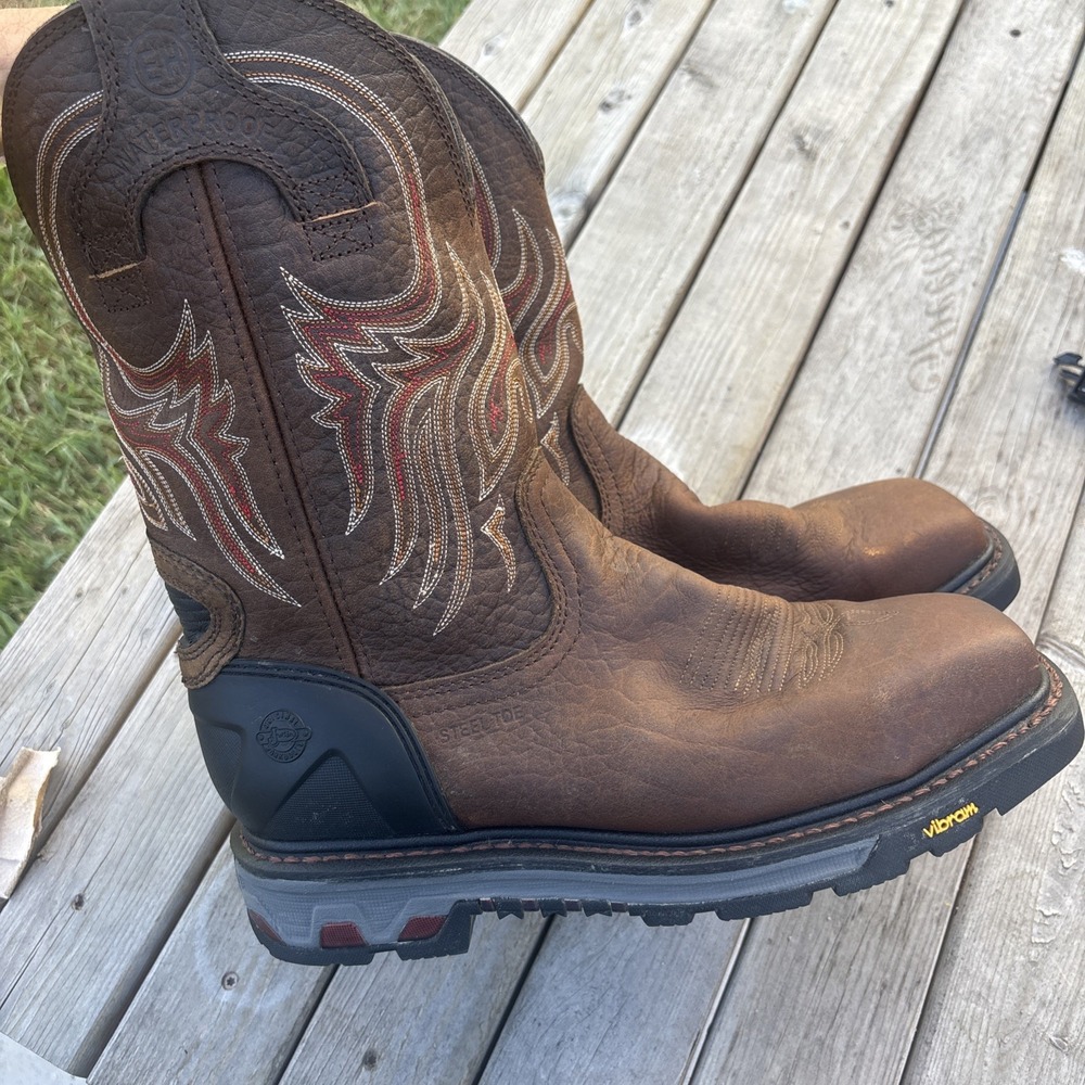 justin work boots Steel Toe Driscoll Waterproof Size 12 D Ortholite